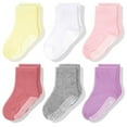 thumbnail image 1 of CozyWay Non-Slip Crew Grip Infant Socks, 6 Pack for Girls, Pastel Colors, 6-12 Months, 1 of 6