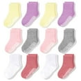thumbnail image 1 of CozyWay Toddler Socks with Grippers - Non-Slip Crew Socks for Toddler Girls & Boys - Soft Cotton Blend - 1T-3T, Pink White & Gray, 12-Pack, 1 of 7