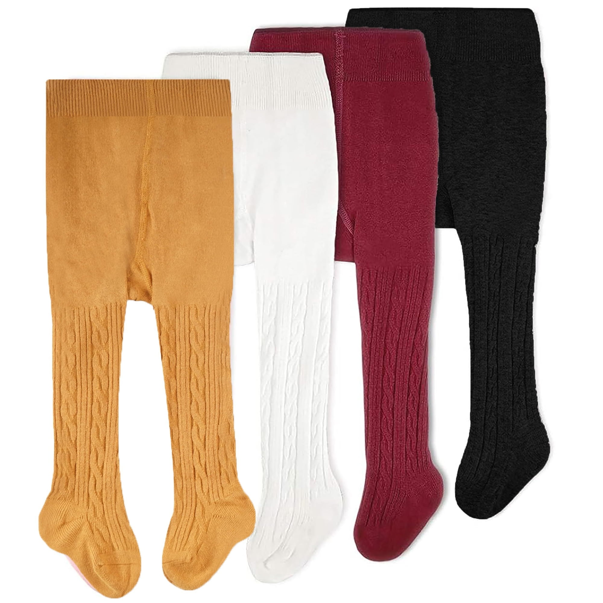 CozyWay Toddler Tights - Girls and Boys Leggins Cable Knit Comfy Cotton Toddlers 2T-4T Multicolor - 4 Pack