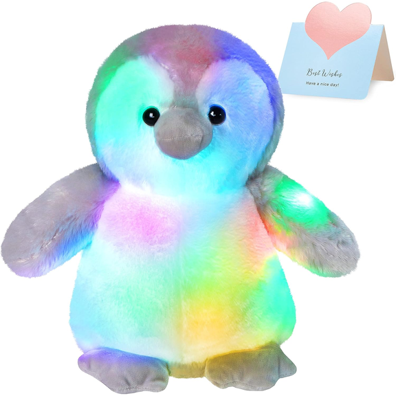 CozyWorld 12'' LED Light Up Penguin Stuffed Animal Plush Toy for Kids Night Light Glowing and Huggable Soft Plush Toy Present for Kids Baby Boys Girls Birthday Festival Christmas Halloween