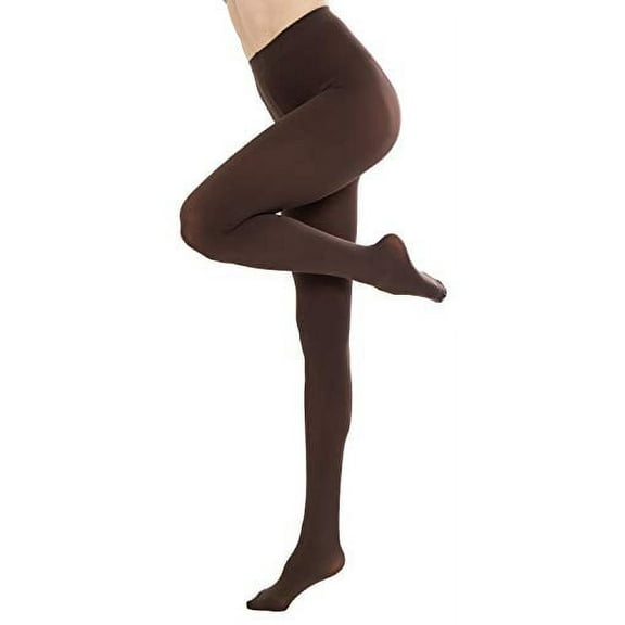 CozyWow Women's Solid Color Soft Semi Opaque Footed Tights Pantyhose Coffee