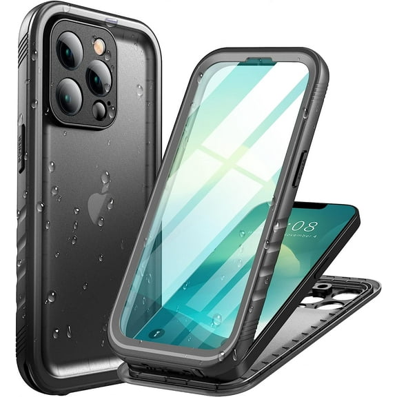 Cozycase Compatible with iPhone 14 Pro Waterproof Case - Full Body Shockproof Dustproof Dropproof Built in Screen Protector Rugged Waterproof Case for iPhone 14 Pro 6.1 Inch Black
