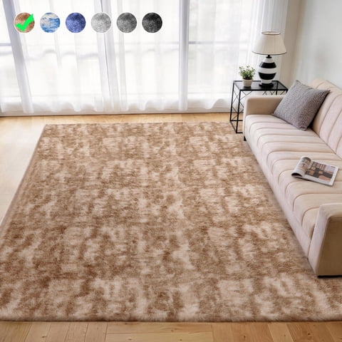 Cozydesg 5ftx7ft Large Area Rugs,Shag Fluffy Rugs for Living Room Bedroom, Modern Indoor Floor Rugs Soft Carpet Home Decro,Camel
