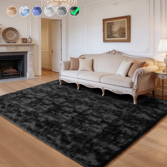 Cozydesg 6ftx9ft Large Area Rugs,Shag Fluffy Rugs for Living Room Bedroom, Modern Indoor Floor Rugs Soft Carpet Home Decro,Black Gray