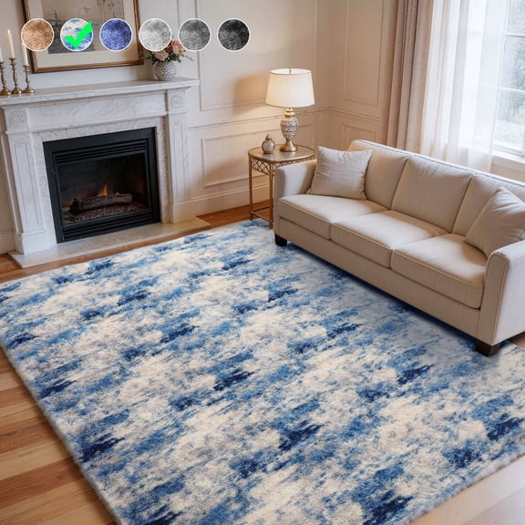 Cozydesg 6ftx9ft Large Area Rugs,Shag Fluffy Rugs for Living Room Bedroom, Modern Indoor Floor Rugs Soft Carpet Home Decro,Light Blue