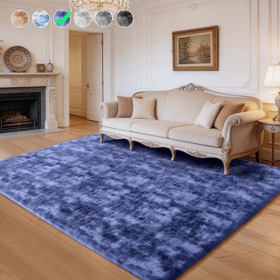 Cozydesg 6ftx9ft Large Area Rugs,Shag Fluffy Rugs for Living Room Bedroom, Modern Indoor Floor Rugs Soft Carpet Home Decro,Navy Blue