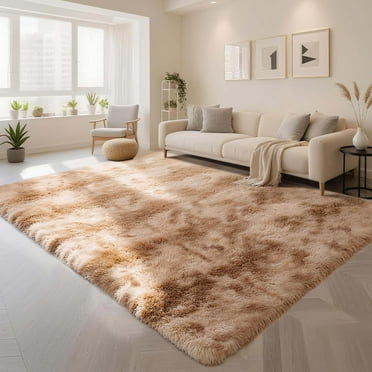 CozyDesg 8ft x 10ft Area Rugs, Soft Fluffy Area Rugs Floor Mat Floor Rugs for Living Room Bedroom Modern Decor Carpet, Camel