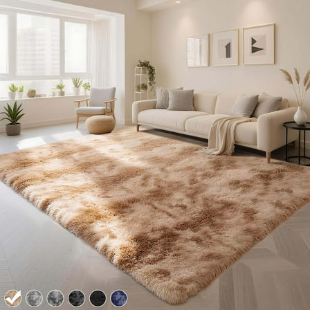 CozyDesg 8ft x 10ft Area Rugs, Soft Fluffy Area Rugs Floor Mat Floor Rugs for Living Room Bedroom Modern Decor Carpet, Camel