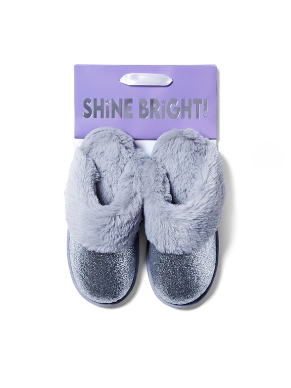 Cozyfoams Women's Glitter Scuff Slipper with Gift Bag