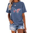 thumbnail image 1 of Cozyfort 4th of July Shirts Women Independence Day Love & Butterflies Print Women's Short-Sleeve Crewneck T-Shirt 4th of July outfits for Women, 1 of 7