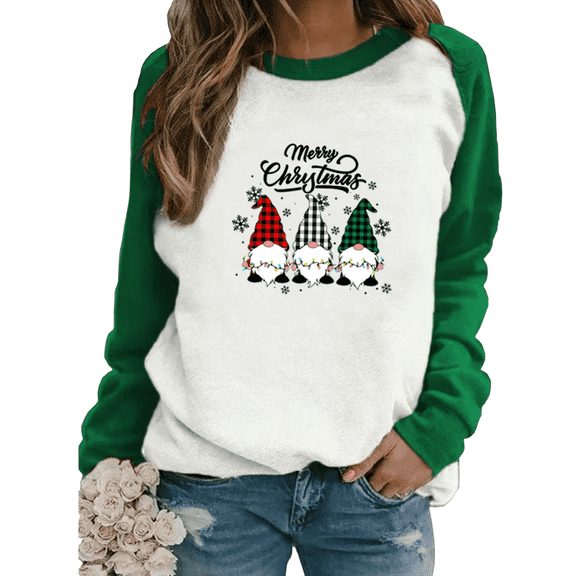 Cozyfort Long Sleeve Shirts for Women Plus Size Womens Christmas Print Long Sleeved Plus Size Crewneck Pullover Top Womens Tops Casual