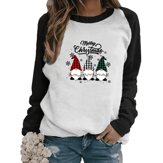 Cozyfort Long Sleeve Shirts for Women Plus Size Womens Christmas Print Long Sleeved Plus Size Crewneck Pullover Top Womens Tops Casual