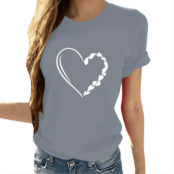 Cozyfort Oversized Graphic Tshirts for Women Heart/Butterfly Print Women's T-Shirt Short Sleeve Crewneck for Summer T Shirts for Women Loose Fit