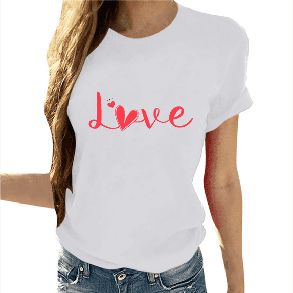 Cozyfort Oversized Graphic Tshirts for Women Heart/Butterfly Print Women's T-Shirt Short Sleeve Crewneck for Summer T Shirts for Women Loose Fit