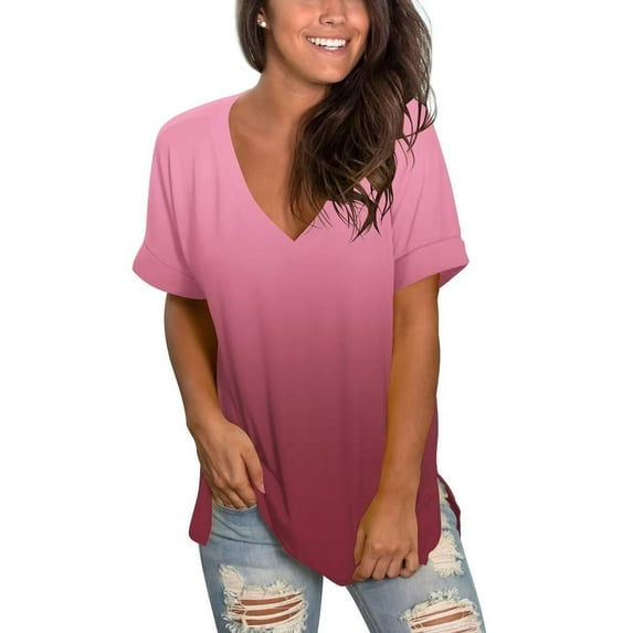 Cozyfort Oversized Tshirts for Women Plus Size Chic V-Neck Oversized Printed T-Shirt for Plus-Size Women Womens Tops Casual