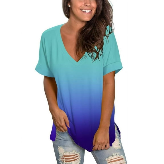 Cozyfort Oversized Tshirts for Women Plus Size Chic V-Neck Oversized Printed T-Shirt for Plus-Size Women Womens Tops Casual