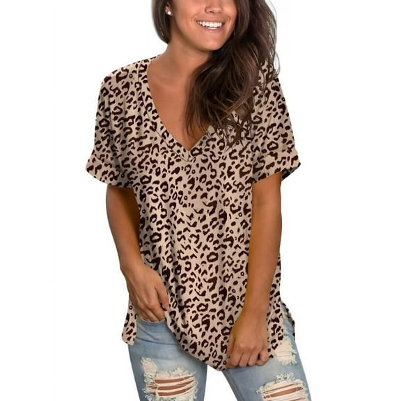 Cozyfort Oversized Tshirts for Women Plus Size Chic V-Neck Oversized Printed T-Shirt for Plus-Size Women Womens Tops Casual