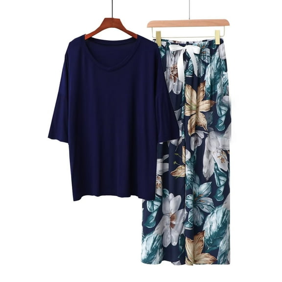 Cozyfort Pajama Sets for Women 2 Piece New Modal Short-Sleeve Long Pants Sleepwear Set for Plus-Size Women Pajamas for Women Set Plus Size