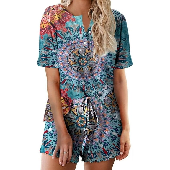 Cozyfort Pajama Sets for Women 2 Piece Tie-Dye Modal Sleepwear Set: Light & Loose Fit for Women's Summer Loungewear Pajamas for Women Set Plus Size