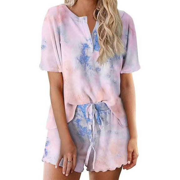 Cozyfort Pajama Sets for Women 2 Piece Tie-Dye Modal Sleepwear Set: Light & Loose Fit for Women's Summer Loungewear Pajamas for Women Set Plus Size