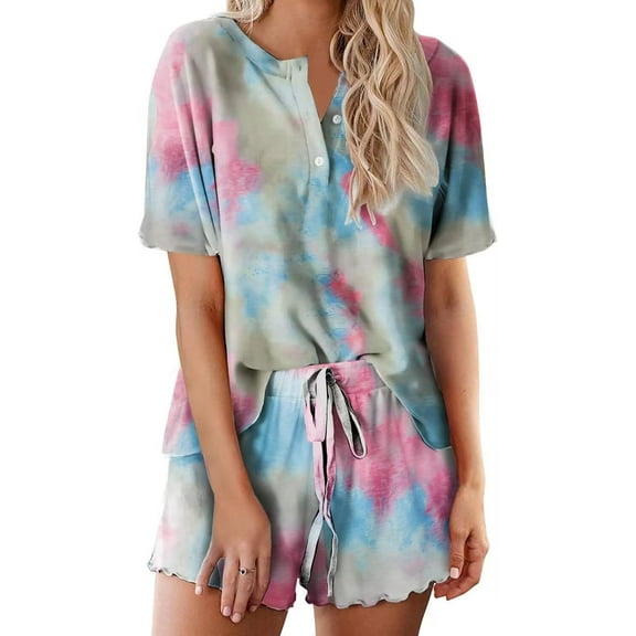 Cozyfort Pajama Sets for Women 2 Piece Tie-Dye Modal Sleepwear Set: Light & Loose Fit for Women's Summer Loungewear Pajamas for Women Set Plus Size