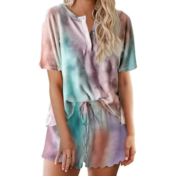Cozyfort Pajama Sets for Women 2 Piece Tie-Dye Modal Sleepwear Set: Light & Loose Fit for Women's Summer Loungewear Pajamas for Women Set Plus Size