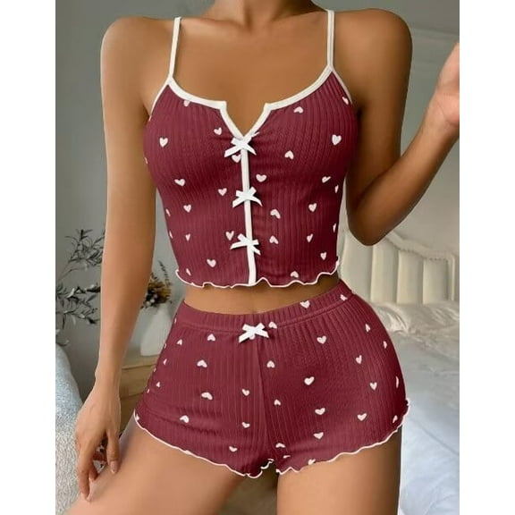 Cozyfort Pajama Sets for Women Plus Size 2 Piece Summer Camisole Shorts Women's Pajamas Plus Size Home Suit Set Plus Size Womens Clothes