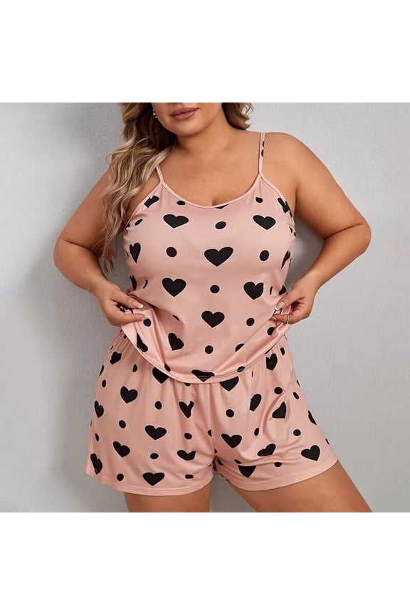 Pajama Sets for Women Plus Size 2 Piece Summer Camisole Shorts Women's Pajamas Plus Size Home Suit Set Plus Size Womens Clothes