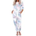 thumbnail image 1 of Cozyfort Pajamas for Women Set Summer Womens Summer Loungewear: Tie-Dye Print, Long-Sleeve, Two-Piece Pajama Set Womens Pajama Sets, 1 of 5