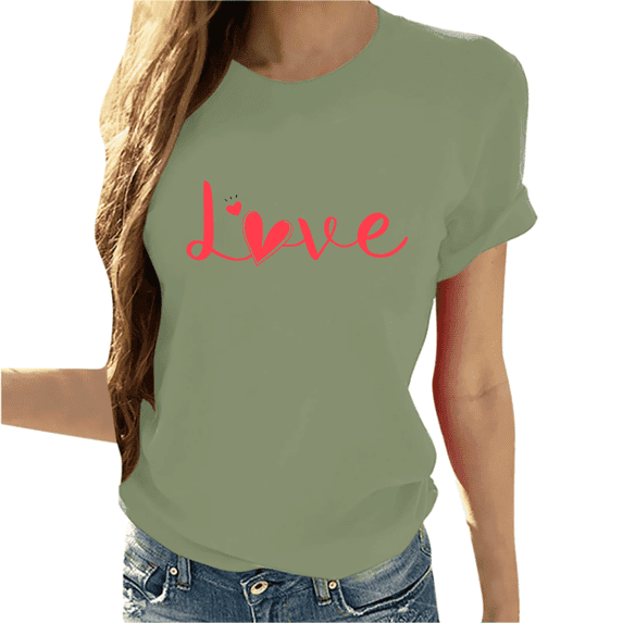 Cozyfort Summer Shirts for Women Graphic Heart/Butterfly Print Women's T-Shirt Short Sleeve Crewneck for Summer Oversized Graphic Tshirts for Women