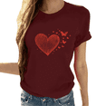 thumbnail image 1 of Cozyfort T Shirts for Women Oversized Heart/Butterfly Print Women's T-Shirt Short Sleeve Crewneck for Summer Summer Shirts for Women 2025, 1 of 4
