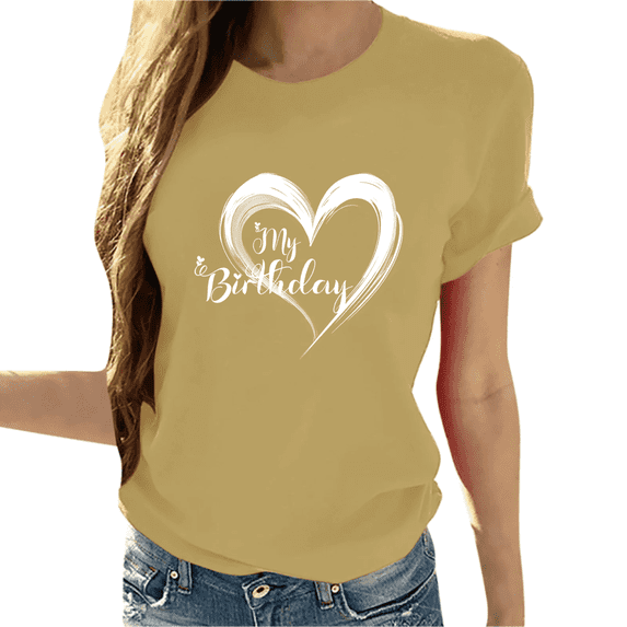 Cozyfort T Shirts for Women Oversized Heart/Butterfly Print Women's T-Shirt Short Sleeve Crewneck for Summer Summer Shirts for Women 2025