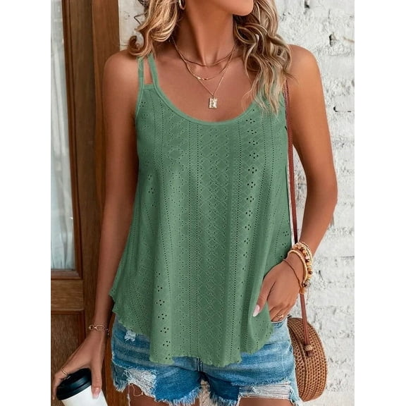 Cozyfort Women's Tank Tops Plus Size Sleeveless Summer Top Spaghetti Strap Spring Shirt Loose Fit Beach Vacation 2025 Casual