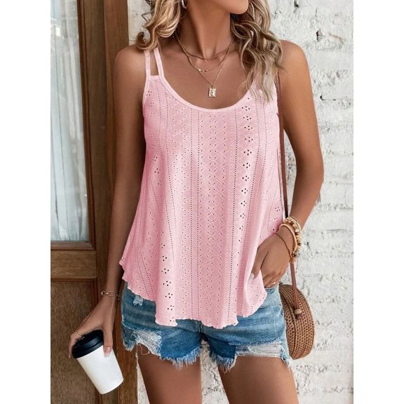 Cozyfort Women's Tank Tops Plus Size Sleeveless Summer Top Spaghetti Strap Spring Shirt Loose Fit Beach Vacation 2025 Casual