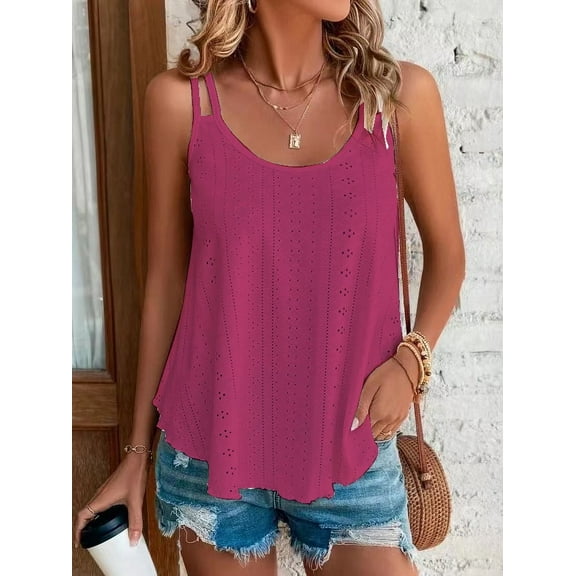Cozyfort Women's Tank Tops Plus Size Sleeveless Summer Top Spaghetti Strap Spring Shirt Loose Fit Beach Vacation 2025 Casual