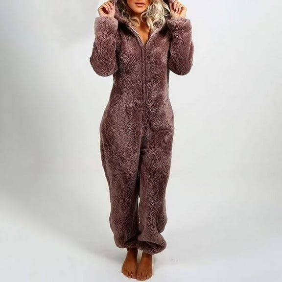 Cozyfort Womens Plus Size Pajama Onesie with Hood Cozy Winter Women's Thick Fleece One-Piece Cat-Ear Hooded Pajamas Jumpsuits for Women Long Sleeve