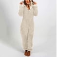 thumbnail image 1 of Cozyfort Womens Plus Size Pajama Onesie with Hood Cozy Winter Women's Thick Fleece One-Piece Cat-Ear Hooded Pajamas Jumpsuits for Women Long Sleeve, 1 of 5