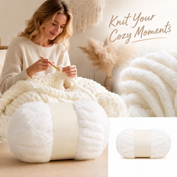 Cozyful Jumbo Chunky Yarn No.10, Super Bulky Thick Yarn for Hand Knitting & Crocheting for Knitted , 1 Skein Style L