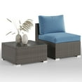 thumbnail image 1 of Cozyhom 2 Pieces Outdoor Patio Armless Sofa With One Coffee Table, Wicker Terrace Sofa, Outdoor Corner Seating, Blue., 1 of 16
