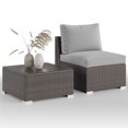 thumbnail image 1 of Cozyhom 2 Pieces Outdoor Patio Armless Sofa With One Coffee Table, Wicker Terrace Sofa, Outdoor Corner Seating, Gray., 1 of 15