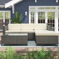 thumbnail image 1 of Cozyhom 5 Piece Outdoor all weather wicker sectional dining, outdoor couch with ottoman, outdoor pool furniture sets, Cream Cushions, 1 of 14