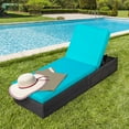 thumbnail image 1 of Cozyhom Adjustable Reclining Wicker lounge Chair Patio chaise, Wicker Ridge Recline Chaise Lounge Conversation Furniture Set, Blue, 1 of 12