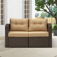 thumbnail image 1 of Cozyhom Brown Wicker Rattan Patio Loveseat,Sectional Couch Corner Chair with Armrest and Beige Cushions, 1 of 7