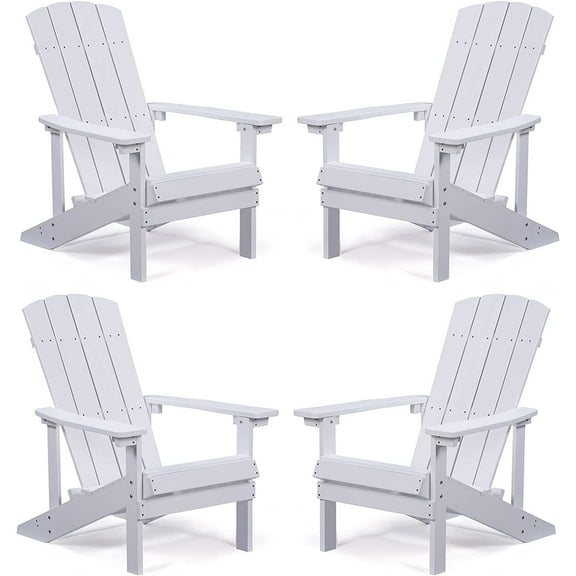 Cozyhom Stackable Outdoor Patio Folding Resin Adirondack Chairs Set of 4, Sleek and Durable Designs, Hips Recycled Plastic All-Weather Outdoor Plastic Porch Chair for Patio Beach Campfire, White