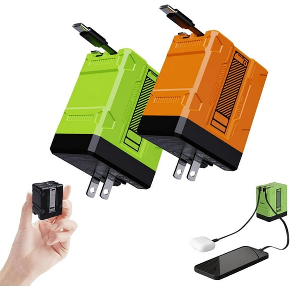 Cozyhubz Charger - 2-in-1 Fast Charging Station with Retractable Cable & Foldable Design, Universal Compatibility for Phones, Tablets & Laptops