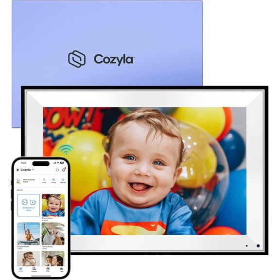 Cozyla 10.1'' WiFi Digital Picture Frame AI-Enhanced Free Unlimited Storage Auto-Rotate Share PhotoVideo via Apps from Phone Smart Digital Photo Frame Electric Picture Frame Slideshow Display Mat
