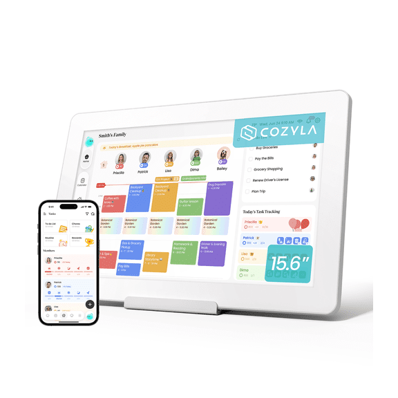 Cozyla Calendar Neo, 15.6" Smart Digital Calendar & Wall Planner,AI Voice Agent Family Touch Calendar, Chore Chart, Meal Planner with Desk Stand