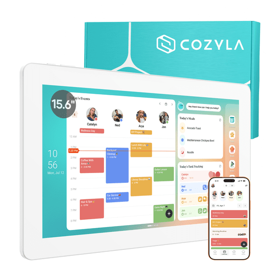 Cozyla Calendar Plus 2, 15.6" Smart Family Digital Calendar for Wall, Touchscreen Family Organizer with Google Calendar Sync
