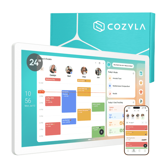 Cozyla Calendar Plus 2: 24 inch Smart Digital Calendar & No Subscription, Touch Screen Electronic Wall Planner for Family
