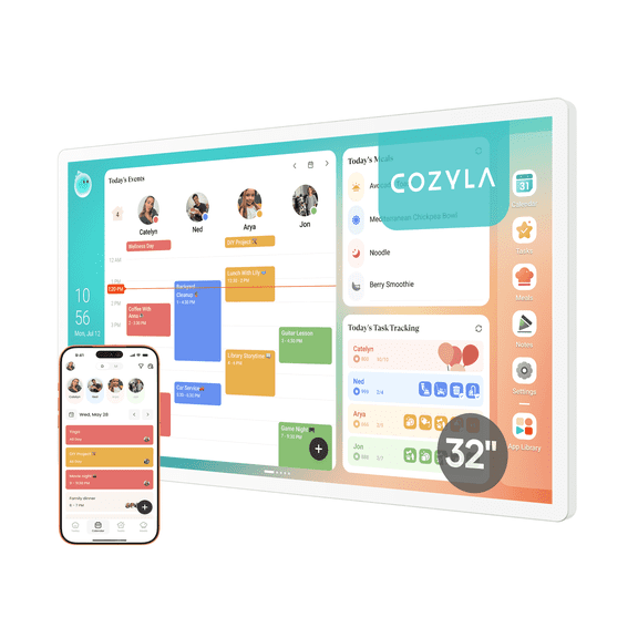 Cozyla Calendar Plus 2, 32 inch Smart Digital Calendar, Touchscreen Electronic Wall Planner for Family Organization - No Subscription